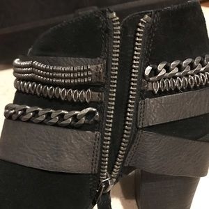 EUC Trouvé Black Suede Chains & Straps Booties 7.5